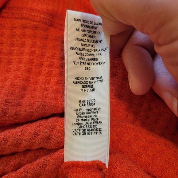 Free People Catalina Orange Thermal Oversized Waffle Knit Top Size S - Picture 8 of 12